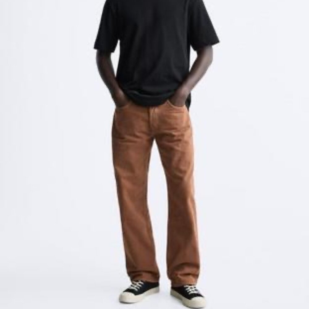 Zara Straight Fit Copper Brown Denim Jeans